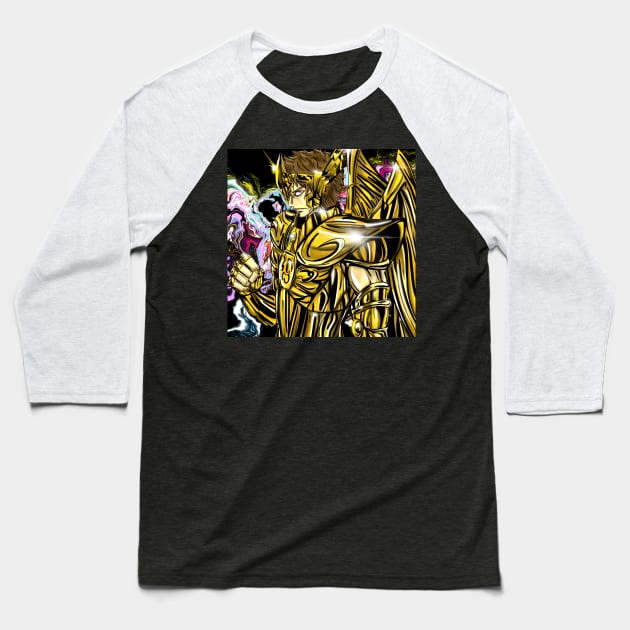 maximum sagittarius gold saint ecopop art in cosmos power Baseball T-Shirt by jorge_lebeau